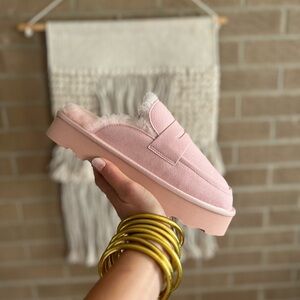 Matisse Pink Fuzzy Slip-On Mules